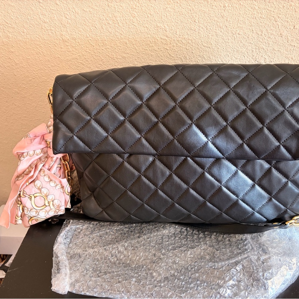 Steve Madden Black Quilted Leather Bag